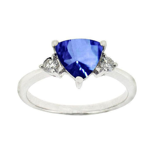 Sri Lanka Saphir Trillion und runde Diamanten 5.01 ct Ehering - harrychadent.de