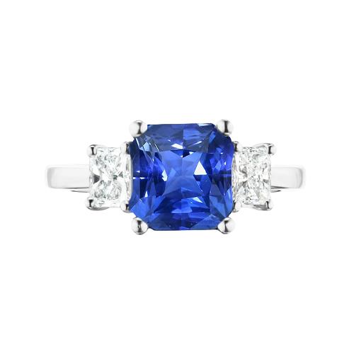 Strahlender Diamant & Blauer Saphir Ring 3 Stein Edelstein Schmuck 2 Karat - harrychadent.de