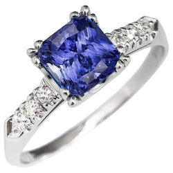 Strahlender Edelstein Blauer Saphir Aus der Erde Abgebauter Natürlicher Diamant Ring Dreier Krappen Set 3 Karat