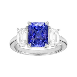 Strahlender Edelstein Ring 2 Karat Ceylon Saphir & Smaragd Diamanten Gold