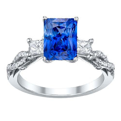 Strahlender Saphir Edelstein Ring 3 Steine Twisted Style 3,50 Karat