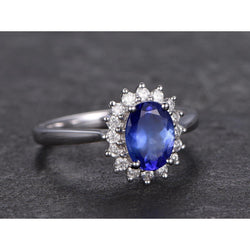 Tansanit Ring mit Aus der Erde Abgebauter Natürlicher Diamant Weißgold 4,5 Kt Edelsteinschmuck