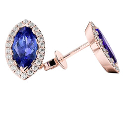 Tansanit mit Aus der Erde Abgebauter Natürlicher Diamanten 4,20 Karat Damen Ohrstecker Rg 14K