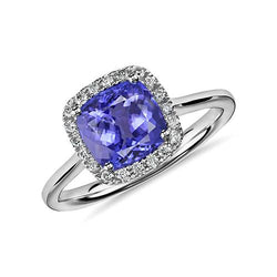 Tansanit und Aus der Erde Abgebauter Natürlicher Diamanten 7,75 ct Ring 14K Weißgold Neu