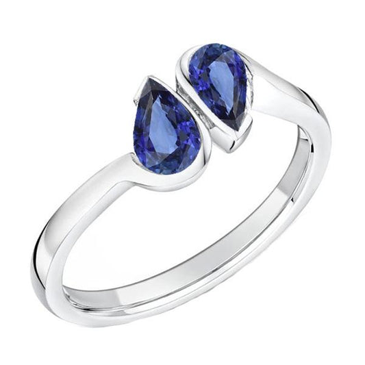 Toi et Moi Blauer Saphir Jubiläumsring 2 Steinschmuck 2 Karat - harrychadent.de