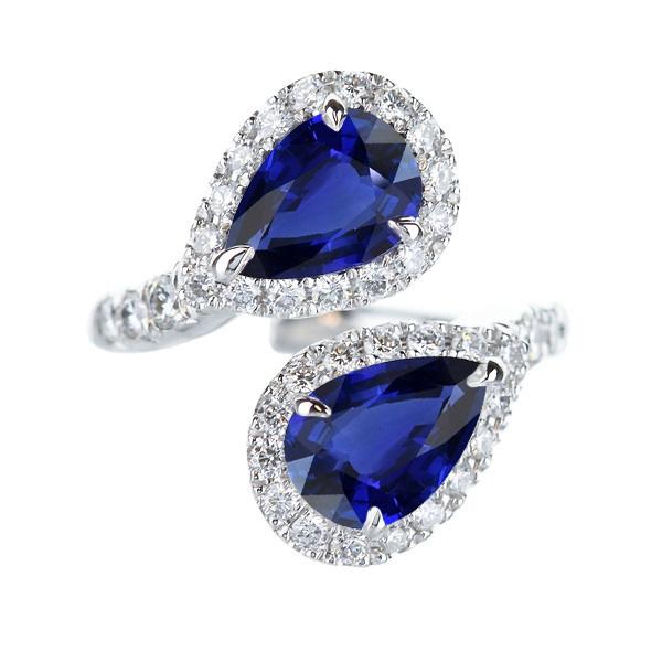 Toi et Moi Halo Ring Birne Ceylon Saphire & Diamanten 3,50 Karat Gold - harrychadent.de