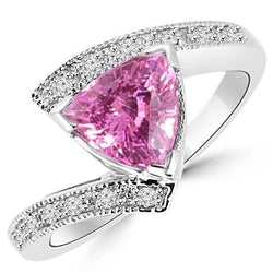 Trillion Cut Pink Saphir Diamant Ring Weißgold Schmuck 1,25 Ct