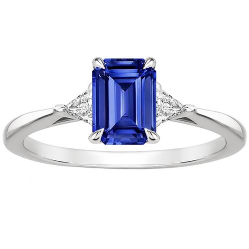 Trillion Diamant & Ceylon Saphir Smaragd 3 Steine Ring 3,25 Karat - harrychadent.de