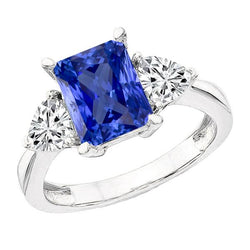Trillion Aus der Erde Abgebauter Natürlicher Diamant Radiant Saphir Edelstein Ring Konischer Schaft 3 Karat