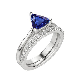 Trillion Edelstein-Verlobungsring-Set & runde Aus der Erde Abgebauter Natürlicher Diamanten 2 Karat
