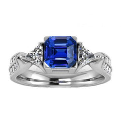 Trillion & Runden Aus der Erde Abgebauter Natürlicher Diamant Asscher Saphir-Verlobungsring 2,50 Karat