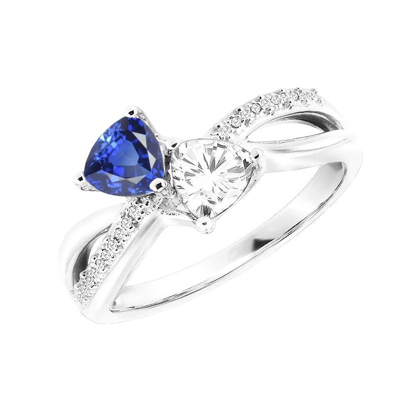 Trillion & Runden Diamant Ring Blauer Saphir 2,50 Karat Split Shank - harrychadent.de