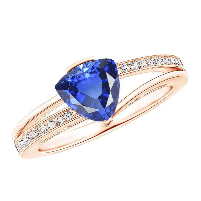 Trillion Saphir Edelstein Ring 2 Karat Split Shank Diamant Roségold ...