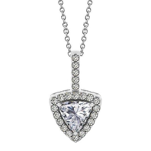 Trillion Shape Halo DiamantAnhänger Halskette ohne Kette 1,50 Ct. WG