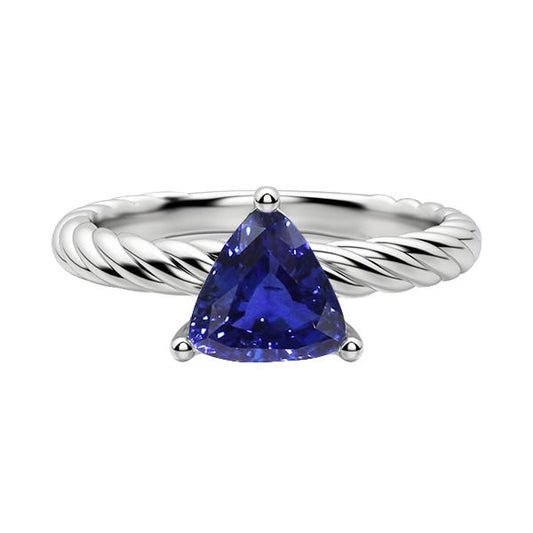 Trillion Solitaire Ring Rope Style Tiefblauer Saphir 1 Karat - harrychadent.de