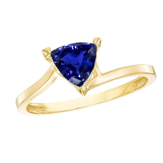 Trillion Solitaire Saphir Ring 1,50 Karat Bypass-Stil Gelbgold - harrychadent.de