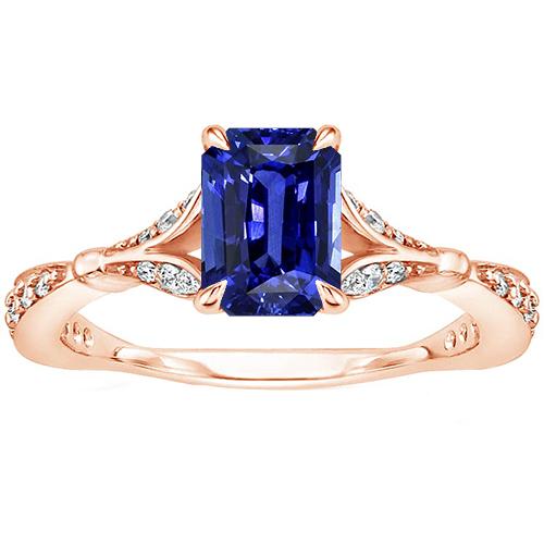 Verlobungsring Akzente Stein Strahlend Blauer Saphir & Diamant 4 Karat - harrychadent.de