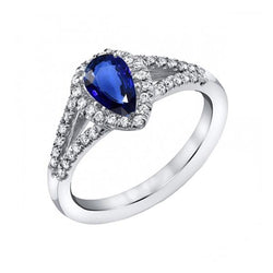 Verlobungsring Halo Blue Saphir Split Shank Aus der Erde Abgebauter Natürlicher Diamanten 3,50 Karat