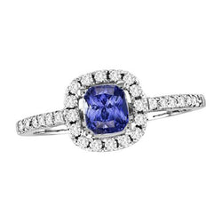 Verlobungsring Halo Kissen Saphir 2,50 Karat Aus der Erde Abgebauter Natürlicher Diamant 14K Gold