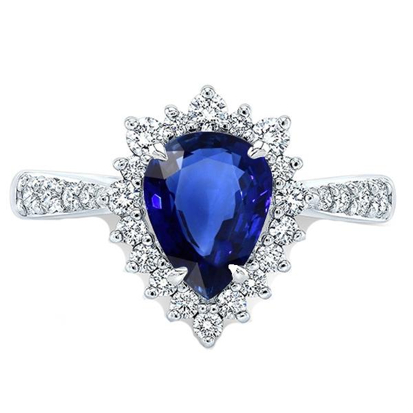 Verlobungsring Halo Star Style Blauer Saphir & Diamanten 3,50 Karat - harrychadent.de