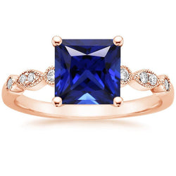 Verlobungsring Prinzessin Saphir Sri Lanka und Aus der Erde Abgebauter Natürlicher Diamanten 5,25 Karat