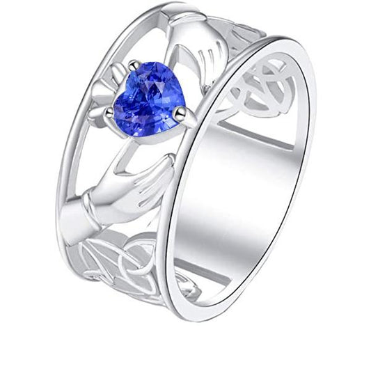 Verlobungsring Solitaire Herz Vintage-Stil Blauer Saphir 1 Karat - harrychadent.de