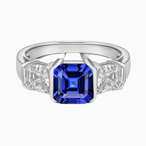 Verlobungsring mit 3 Steinen Diamant Asscher Sri Lanka Saphir 2 Karat - harrychadent.de