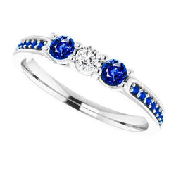 Verlobungsring mit blauem Saphir und Diamant 1,07 Karat Neu