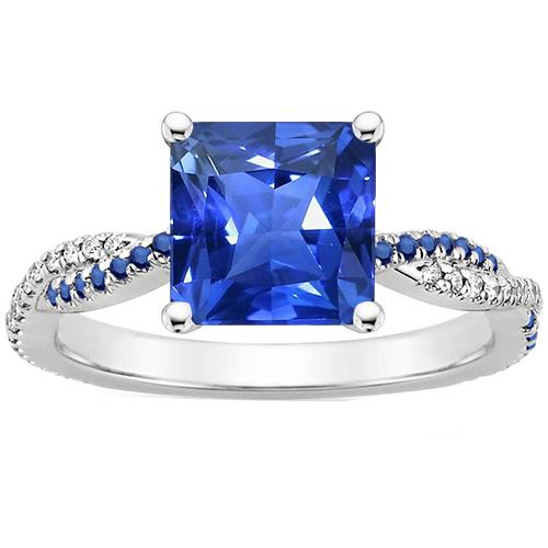 Verlobungsring mit blauem Saphir und Diamant im Princess-Schliff 4,70 Karat Gold - harrychadent.de