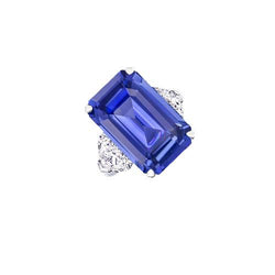 Verlobungsring mit drei Steinen Smaragd Ceylon Saphir 3.50 Karat