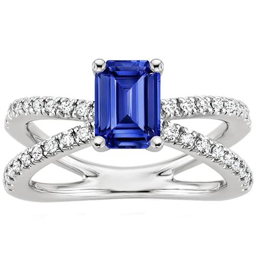 Verlobungsring mit geteiltem Schaft Blauer Saphir & Diamant 4,25 Karat - harrychadent.de