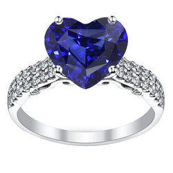 Verlobungsring mit rundem Aus der Erde Abgebauter Natürlicher Diamant und Ceylon-Saphir 4,50 Karat Gold 14K