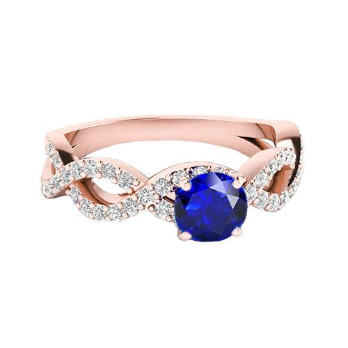 Verlobungsring mit rundem Diamanten und Ceylon-Saphir aus Roségold 4,50 Karat - harrychadent.de