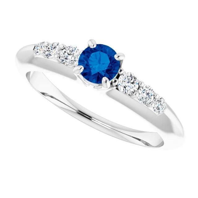 Vier-Krappen-Diamantring mit blauem Saphir 1,50 Karat - harrychadent.de