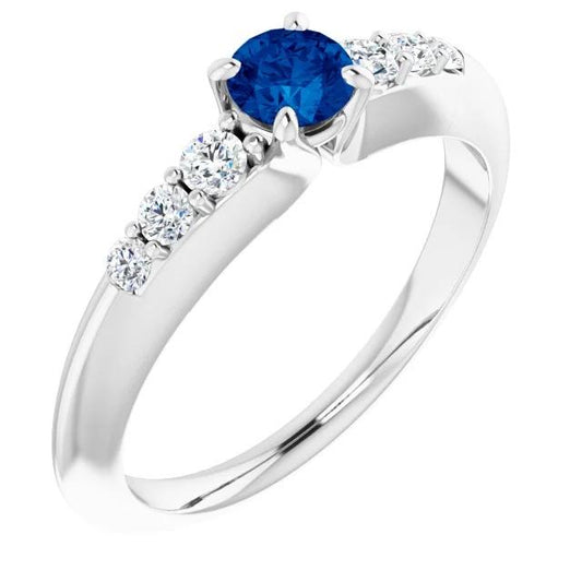 Vier-Krappen-Diamantring mit blauem Saphir 1,50 Karat - harrychadent.de