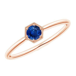 Vintage Style Blauer Saphir Solitaire Ring Damen Roségold 1.50 Karat