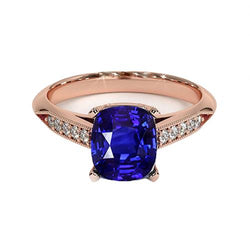 Vintage Style Ceylon Kissen Saphir Ring 5 Karat Akzente Roségold