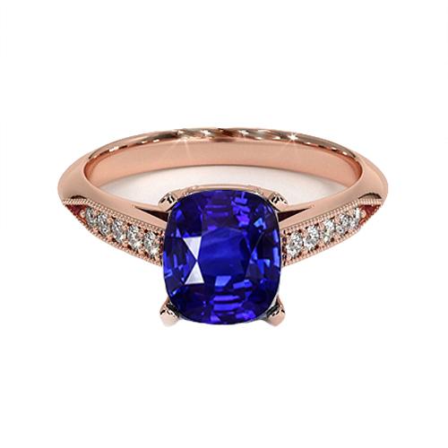 Vintage Style Ceylon Kissen Saphir Ring 5 Karat Akzente Roségold - harrychadent.de