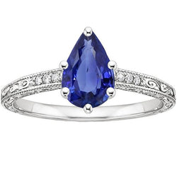 Vintage Style Aus der Erde Abgebauter Natürlicher Diamant Jubiläumsring Gold Blauer Saphir 4,25 Karat