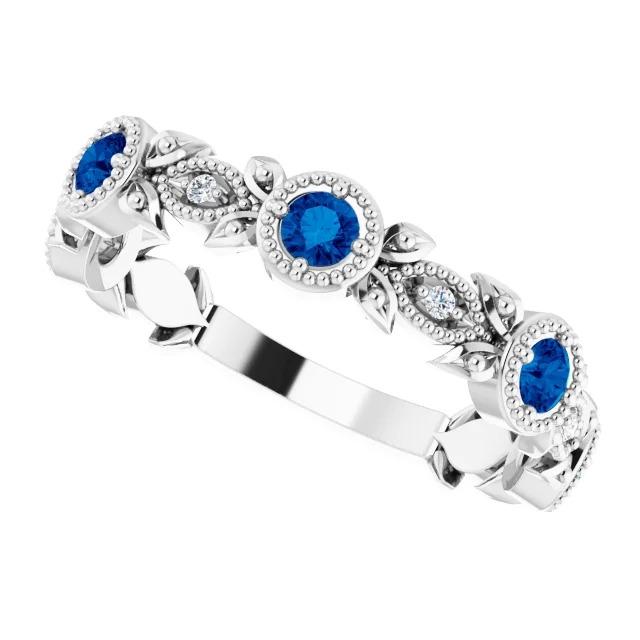 Vintage Style Diamant Runder Blauer Saphir Ring 3 Karat Weißgold 14K - harrychadent.de