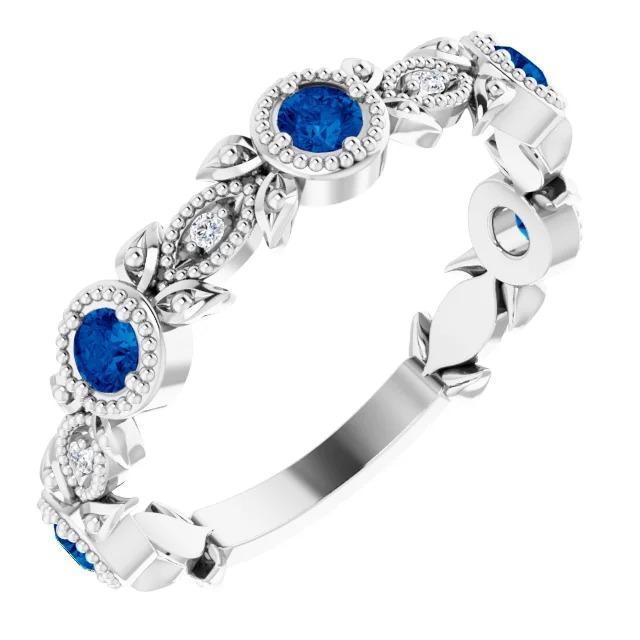 Vintage Style Diamant Runder Blauer Saphir Ring 3 Karat Weißgold 14K - harrychadent.de