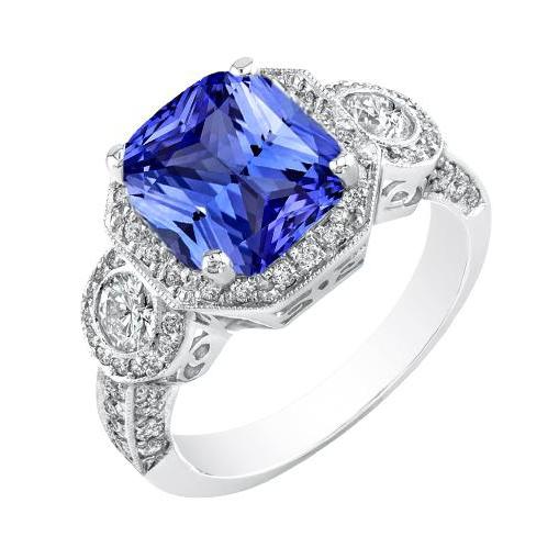 Vintage Style Diamant Saphir Radiant Cut Ring 4,50 Karat Milgrain - harrychadent.de