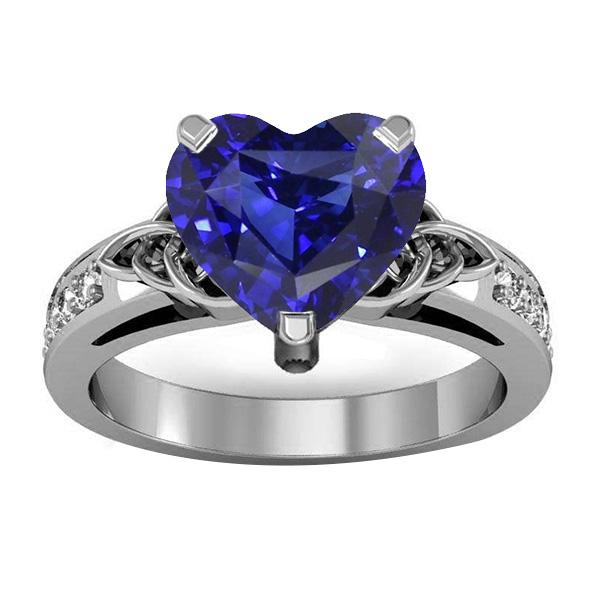 Vintage Style Edelsteinring Herzschliff Saphir & Diamanten 3,50 Karat - harrychadent.de