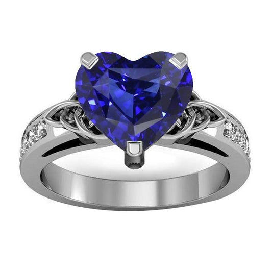 Vintage Style Edelsteinring Herzschliff Saphir & Diamanten 3,50 Karat - harrychadent.de