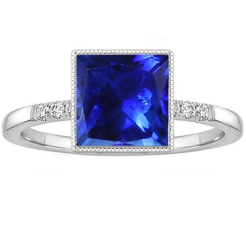 Vintage Style Goldring Prinzessin Ceylon Saphir & Diamant 3,75 Karat - harrychadent.de