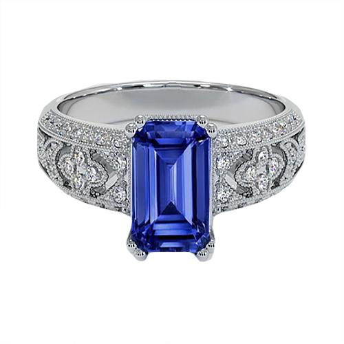 Vintage Style Smaragdblauer Saphir & Diamant Damenring 9,75 Karat - harrychadent.de