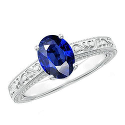 Vintage Style Solitaire Oval Naturblau Ceylon Saphir 4,50 Karat
