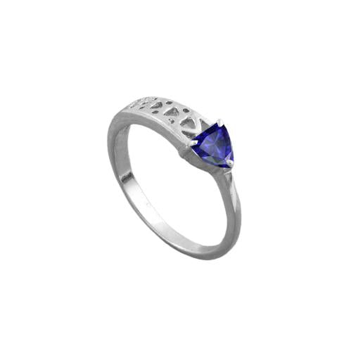 Vintage Style Solitaire Ring Trillion Blauer Saphir 0.50 Karat Gold - harrychadent.de