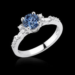 Weißgold 1 Karat Verlobungsring mit blauen weißen Diamanten