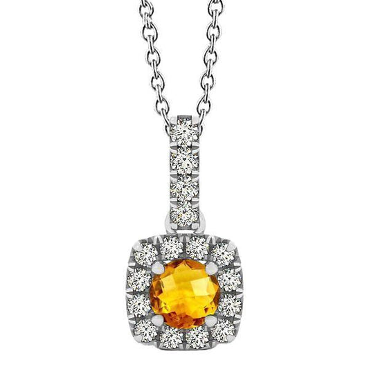 Weißgold 11 Kt. Krappen-Anhänger Citrin & Diamanten mit Kette - harrychadent.de